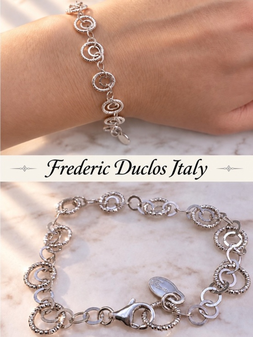 FREDERIC DUCLOS .925 ESTHER KINSHIP LINK BRACELET NWOT FIRM